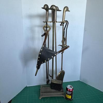 Vintage Brass Fireplace Tool Set