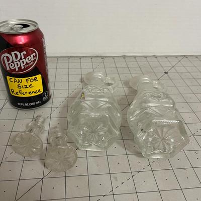 Pressed Glass Cruet Bottles with Stoppers
