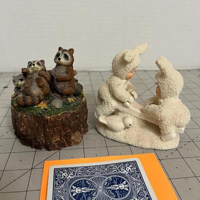 Adorable Woodland Raccoon and Bunny Figurines
