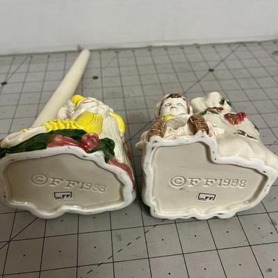 Vintage FF Ceramic Candleholders Set