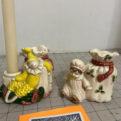 Vintage FF Ceramic Candleholders Set