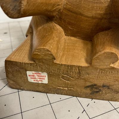 Genuine BESMO Hand-Carved Elephant Bookends