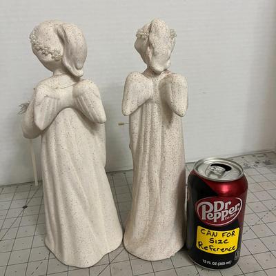 Lighted Angel Figurines with Floral Accents