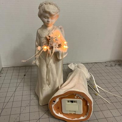Lighted Angel Figurines with Floral Accents