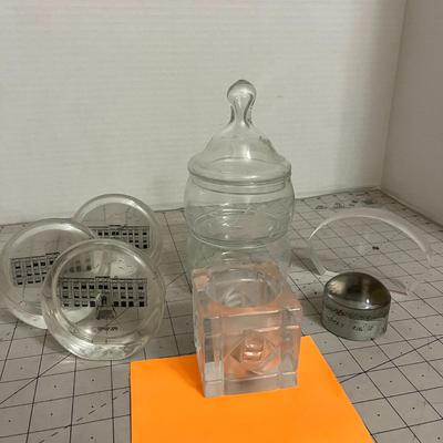 Assorted Clear Glass Collectibles Set