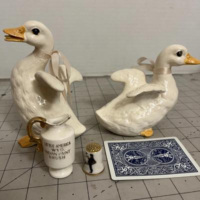 Vintage Ceramic White Duck Figurines