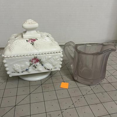 Westmoreland Square Milk Glass with Glass Mug