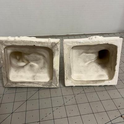 Set of 2 Vintage Statue child reading