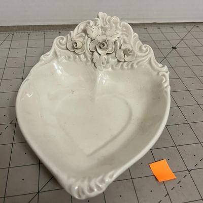 White porcelain heart-shaped trinket dish