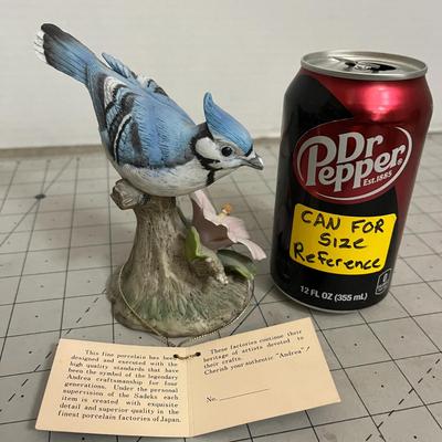 Blue Jay Figurine with Hibiscus Flower