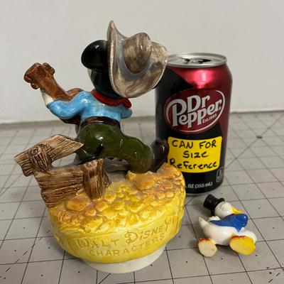 Vintage Cowboy Mickey Mouse Figurine revolving music box