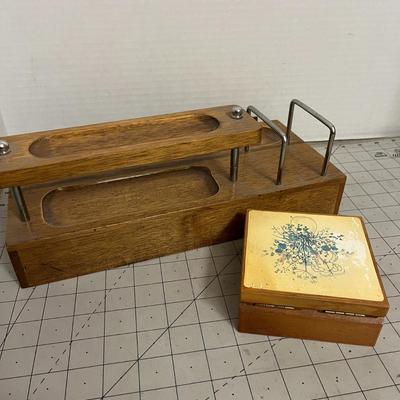 Wooden Desk Organizer with Drawer and Letter Rack