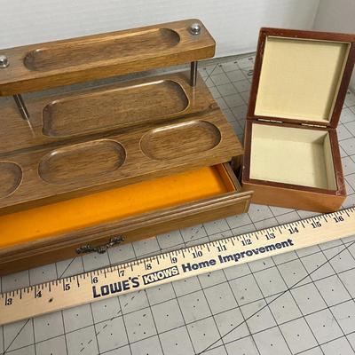 Wooden Desk Organizer with Drawer and Letter Rack