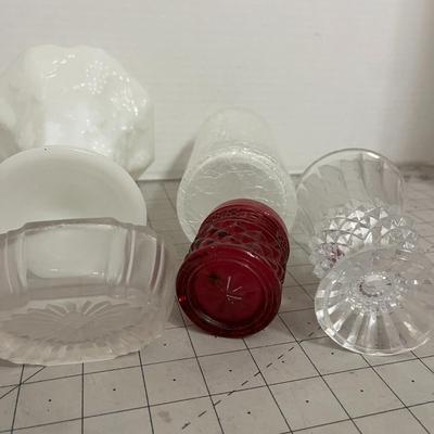 Glassware Set – Milk Glass, Clear Pressed, Frosted & Ruby Red