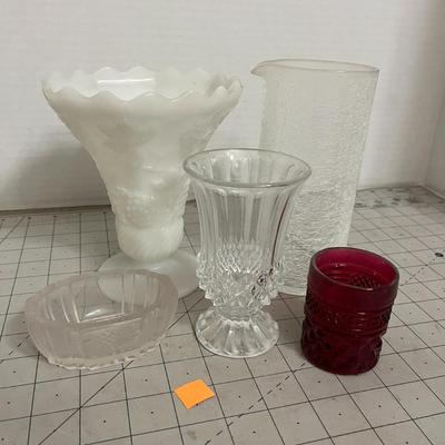 Glassware Set – Milk Glass, Clear Pressed, Frosted & Ruby Red