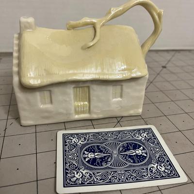 Cottage House Ceramic Teapot with Branch Handle
