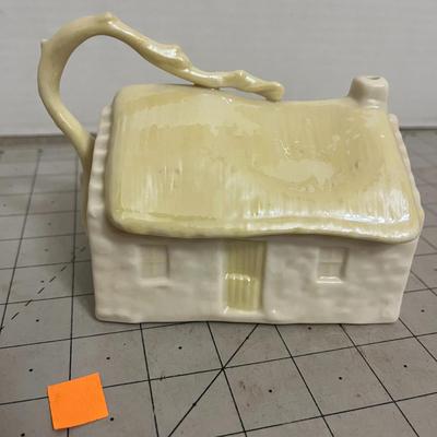 Cottage House Ceramic Teapot with Branch Handle