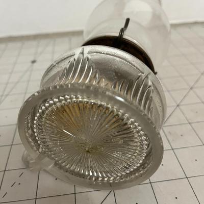 Clear Glass Oil Lamp with Chimney and Metal Wick Holder