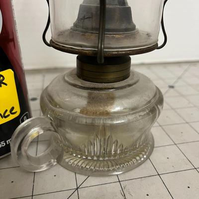 Clear Glass Oil Lamp with Chimney and Metal Wick Holder