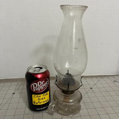 Clear Glass Oil Lamp with Chimney and Metal Wick Holder