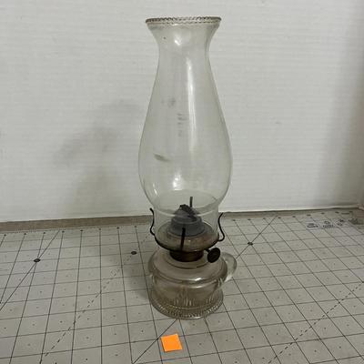 Clear Glass Oil Lamp with Chimney and Metal Wick Holder