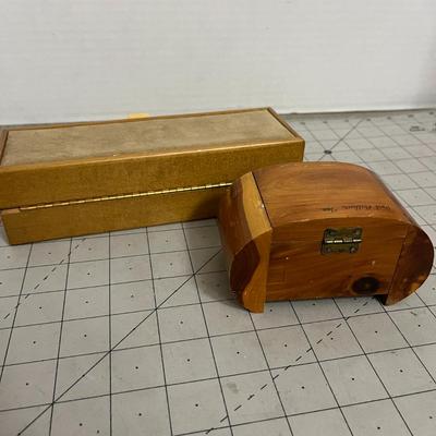 Pair of Wooden Jewelry and Keepsake Boxes