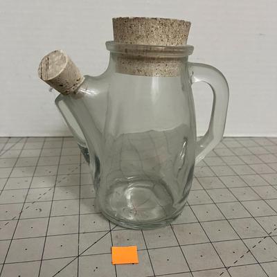 Vintage Glass Oil & Vinegar Cruet with Dual Cork Stoppers