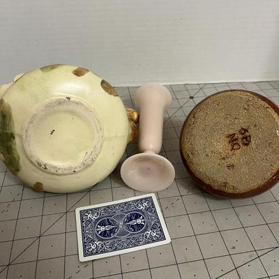 Trio – Squirrel Dish, Bud Vase & Glazed Pottery Vase