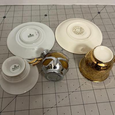 Regal Teacup & Saucer Pair with Amber Glass Shaker