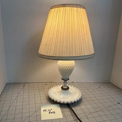 Mid-Century Hobnail Milk Glass Table Lamp