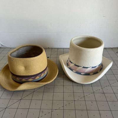 Western Hat-Shaped Ceramic Planters (Set of 2)
