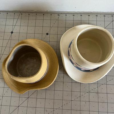 Western Hat-Shaped Ceramic Planters (Set of 2)