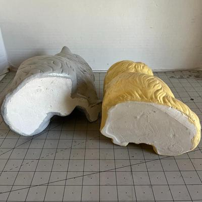 Ceramic Cat Statues – Gray & Yellow Pair