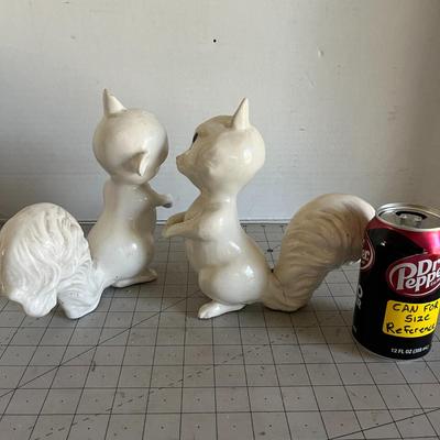 Vintage White Ceramic Squirrel Pair