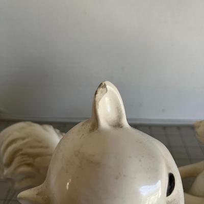 Vintage White Ceramic Squirrel Pair