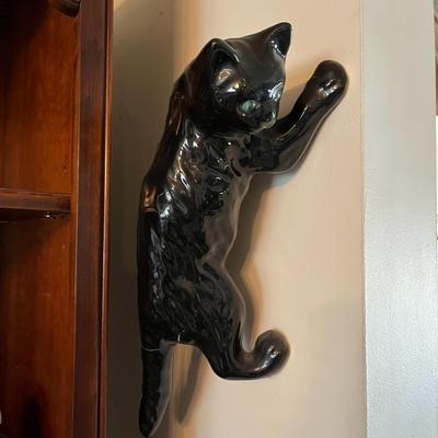 Vintage Black Ceramic Cat Figurine
