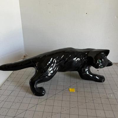 Vintage Black Ceramic Cat Figurine