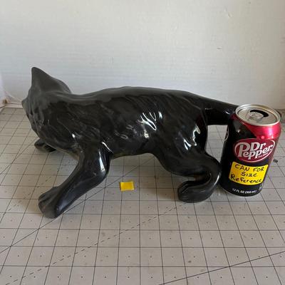 Vintage Black Ceramic Cat Figurine