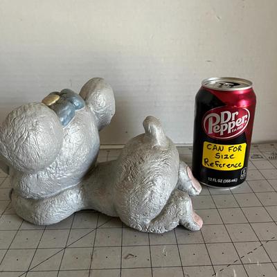 Whimsical Gray Mouse Figurine with Flower Accent