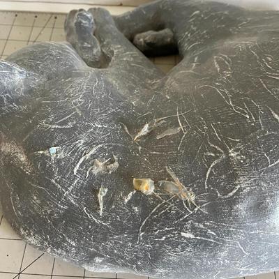 Gray Sleeping Cat Garden Statue ( heavy)