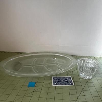 Clear Glass Serving Platter & Decorative Bowl – 2-Piece Set
