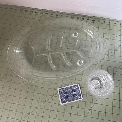 Clear Glass Serving Platter & Decorative Bowl – 2-Piece Set