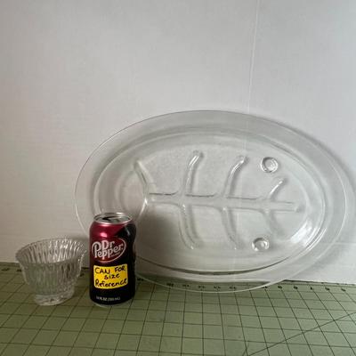 Clear Glass Serving Platter & Decorative Bowl – 2-Piece Set