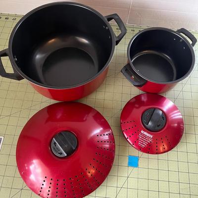 NEW Red Non-Stick Pot Set – 2-Piece with Strainer Lid