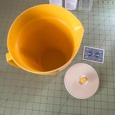 Vintage Yellow Tupperware Pitcher with Lid + 2 Ice Cube Trays with Lids
