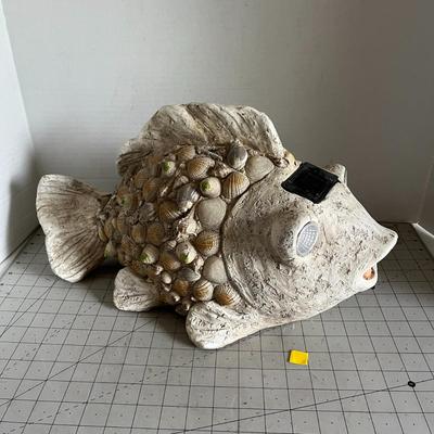 Stone fish Solar sculpture