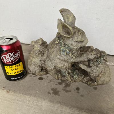 Floral Bunny Family Statue