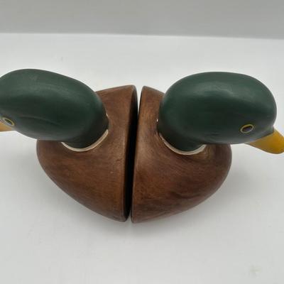 Solid Wood Painted Mallard Bookends