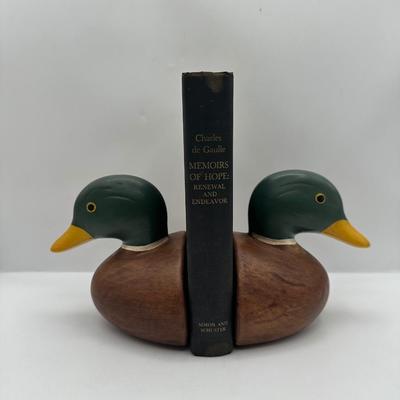 Solid Wood Painted Mallard Bookends