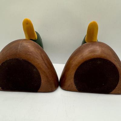 Solid Wood Painted Mallard Bookends